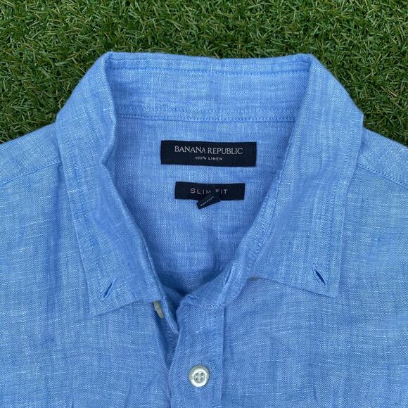 Banana Republic Men's Slim Fit Linen Button Up Shirt - Picture 2 of 4